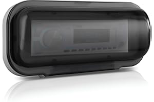 Pyle Copertura Resistenti all'Acqua per Altoparlanti, Casse Audio e Speaker Marine, Protezione per Radio da Barca con Porta Ribaltabile e Gasket di Montaggio Incluso, Bianco