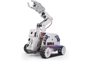Adeept RaspTank - Kit per auto intelligente in metallo per Raspberry Pi 5/4B/3B/3B+(scheda non inclusa), robot per il monitoraggio del serbatoio con braccio robot 4 DOF, OpenCV, prevenzione ostacoli