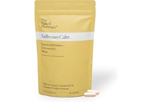 The Naked Pharmacy | Saffrosun Calm | Emotional Balance | Fatigue & Menopause | Saffron with Vitamin B12 | High Strength | Natural No Additives | Vegan | 60 Capsules