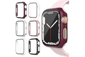 DULIPING 6-Pack for Apple Watch Series 6/SE/5/4 40mm Screen Protector, Hard PC Protective Case with Tempered Glass All-Around Bumper Cover Compatible with iWatch 6/SE/5/4 40mm