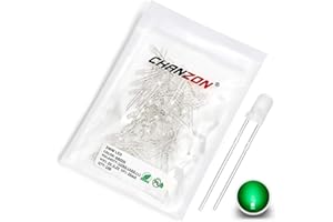 CHANZON 100pcs 3mm Vert Diffusé LED Diode Lumières (lentille Givrée Ronde DC 3V 20mA) Ampoule Lampes Composants Électroniques Indicateur Diodes Émettrices De Lumière