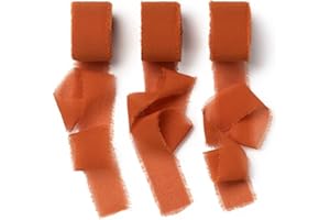 AOKSUNOVA Ruban Terracotta 18.9m x 25mm Ruban Mousseline Terracotta Mousseline de Soie Mariage