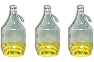 FERROELETTRA Damigiana Vetro 5 Litri - Bottiglione con Chiusura Meccanica Ermetica Con Guarnizione Dama per Olio - Contenitore Olio 5 Litri - Damigiane e Bottiglioni per Prodotti Alimentari (3 Pezzi)