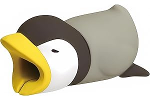 Suneast 2 Pcs Cute câble Animal Bite câble USB Cord Saver Protector Empêche la Rupture Support pour iPhone iPad téléphone Portable Accessoire de Protège - Pingouin Gris