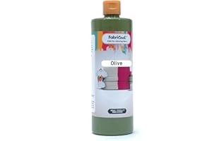 FURNITURE CLINIC FabriCoat Pintura textil, se utiliza para restaurar o cambiar el color de tapicerías, muebles, interiores de coches, prendas de ropa y calzado (500 ml, oliva)