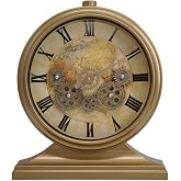 Efe Mark Premium Serisi Modern Kadranlı D&ouml;ner &Ccedil;arklı 32x28 CM Ev ve Ofis Masa ve Duvar Saati Roma Rakamlı Harita Baskılı Gold