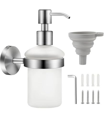QWORK® dispenser sapone muro, distributore di sapone per doccia, acciaio inossidabile 304, adatto per gel doccia, sapone per le mani, finitura cromata