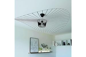 GLZXMQBP MeTikTok Suspensions Rétro Vertigo Lustre, Creative LED Lampe Fibre De Verre + Polyuréthane De Chapeau En Tissu Design Moderne Salon Cuisine Salle De Bain Éclairage Décoratif, E27,Noir,120CM