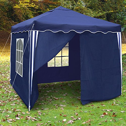 Gartenpavillon, wasserdicht, 3 x 3 m, Falt-Pavillon Nordsee III, Material Oxford 200D innen beschichtet, blau mit Seitenwänden und Tasche - 4