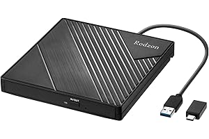 Rodzon Lector CD/DVD-RW Externo, Grabadora con USB 3.0 y Type-C, Lector para Portatil, PC, Macbook, Windows 11/10/8/XP/Linux/MacOS