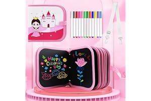 Smyidel Portatile da Disegno per Bambini, Doodle Disegno Giocattoli,riutilizzabile Double Face Libro di Pittura per Bambini,12 penne colorate cancellabili,14 pagine