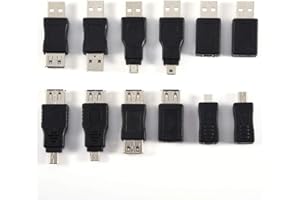 AWEHIRU Adaptadores USB a USB Paquete,12 Piezas múltiples convertidores Micro/Mini USB Macho a Hembra,Resolución de Problemas de Conexión