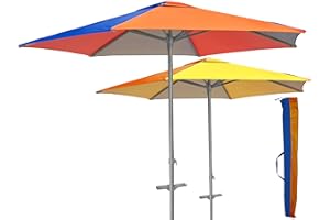 TEOREMA GIOCATTOLI Teorema - Ombrellone da spiaggia e giardino, diametro 210 cm, tubo alluminio 32 mm, anti-UV, antivento, 220 cm, con trapano e borsa