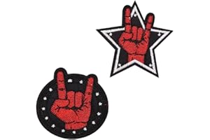 TUYATEZHI Pack of 2 Gestures Music Hip Hop Funny Patch Iron-On Sew On Patch Tactical Badge Military Applique for Vest Backpacks Jacket Clothing Bags T-Shirt Baseball Cap