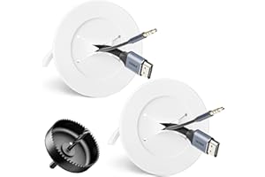 LEENUE In-Wall Cable Management Kit Hides Wires Behind The Wall, Mounted TV Cord Hider, Low Voltage Cable Hider, 2 Packs with Hole Saw and Drill Bit, White