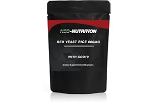 NEO-NUTRITION Red Yeast Rice with CoQ10 (Cholesterol Lowering Ingredients) Supplement Coenzyme Q10 Red Yeast Cholesterol Lowering Supplements 60 Vegan Capsules Highest Concentration of Monacolin K