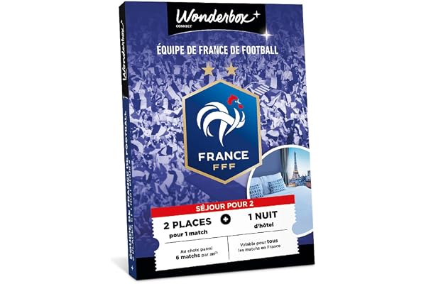 Wonderbox Connect - Coffret Cadeau - Équipe de France de Football - Séjour - 2 Places pour 1 Match + 1 Nuit pour 2 dans Un hôtel à proximité - Validité 27 Mois