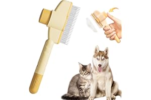 XINTIANWANG 2025 Brosse Anti-Poils Morts Chat Peigne, Peigne Autonettoyant Pour Chats, Toilettage Doux Et Efficace Pour Tous Types De Pelage (Jaune)