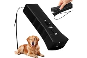 QEWEUUIE Anti Barking Device for Dogs,3 Modes Anti Barking Device,LED Light,33FT Mini Waterproof Indoor Outdoor ultrasonic bark stopper For Small Medium Large Dogs.