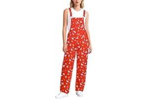 Harsever Christmas Ladies Dungarees Women,Christmas Print Dungarees Casual Loose,Christmas Tree Santa Print Xmas Holiday Onesis,Christmas Jumpsuit Bodysuit