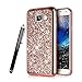 Produktbild Galaxy J7 2017 Glitzer Handyhülle,Silikon Hülle für Samsung Galaxy J7 2017,Leeook Luxus Stylish Glänzend Kristall Glitzer Strass Schutz HandyHülle Rose Gold Slim Bling Weich Gel Silicone Rückseite Hülle TPU Tasche Schale Bumper Ultradünn Flexibel Schutzhülle für Samsung Galaxy J7 2017 + 1 x Schwarz Eingabestift-Rose Gold Glitzer