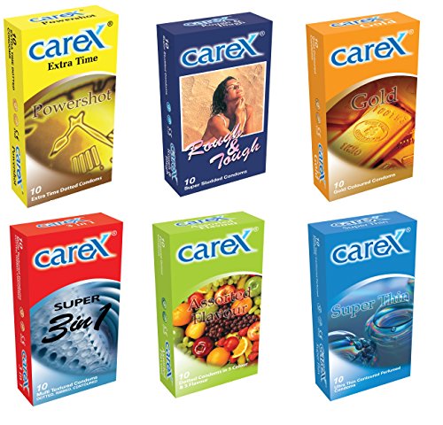 Carex Condoms - Powershot, Rough & Tough, Gold, 3in1,Assorted Flavours and Super Thin (Karex,Malaysia) 5 x 10s… … RS.350 (42.00% Off) - Amazon