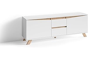 byLIVING TV-Board Valentin, Moderne Artisan Eiche Kombination mit weiß, Lowboard/Sideboard, robuste Melamin Optik, Holzwerkstoff, B 160, H 60, T 38 cm