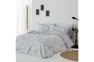 COTTON ARTean Funda nordica ALGODÓN ORGANICO ORIO Gris Cama de 90 x 190/200. Funda edredón nórdico 150x220+1 Funda de Almohada + sábana Bajera Ajustable 90x190 / 200 ALGODÓN ORGÁNICO.