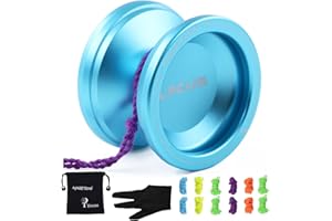 MAGICYOYO V6 Locus Yo-yos Professionnel Réactif | Balle Yoyo Aluminium pour Enfants Adolescents Adultes | Débutants Filles Dames Yo-yo | Stable Pratique + Gant + 12 Cords + Sac | Bleu Clair
