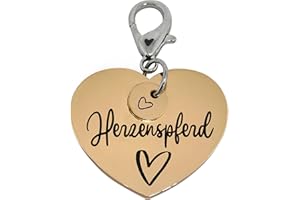 Soulhorse Exklusive Pferdemarke, Glücksmarke, Trensenanhänger Herzenspferd, Glücksbringer fürs Pferde, Ponys und Hunde, Glücksanhänger, Halfter Marke, Herzmarke - Gold