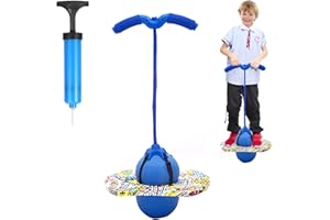 MeYuxg Ballon Sauteur avec Poignée, Balance Board Ballon Fitness, Capacité de Charge de 100 kg, Pogo Stick, Baton Sauteur Adulte Enfant, pour L'entraînement de L'équilibre et Le Sport (Bleu)
