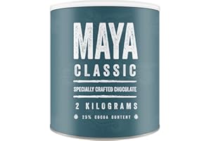 Maya Drinks Classic Hot Chocolate Cocoa Powder - Home, Cafe, Business Shop (Vegan, Gluten Free, No GMO's) (2KG Resealable Tub)