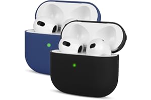 2X Kompatibel mit AirPods 3 Generation Hülle 2021, Mocarheri Ultra-dünnes, Silikon Stoßfeste Weiches Schutzhülle für AirPods 3, Voller Schutz für AirPods 3 Case Cover, Schwarz/Dunkelblau