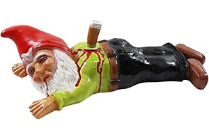 ‎RAKSO RAKSO Gartenzwerg Deko Garten Figur Zwerg erstochen mit Messer im Rücken liegend aus Kunststoff Länge 41 cm
