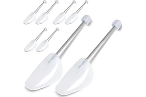 Solvant 4 Pairs of Shoe Stretchers, Shoe Stretchers Made of Plastic, Transparent, Adjustable Metal Spring, Shoe Stretcher for Men, White