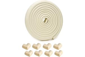 Tuokay, L Shaped 6m Baby Proofing with 8 Corner Guards, Child Foam Corner Protectors, Baby Safety Edge Protector, Suitable for Edge of Table, Chair, TV Bench, Furniture, Bed, Door, Wall (Off-White)