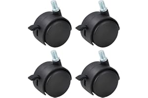 HOWDIA QOPAHI Castor Wheels Set of 4, 40mm Castors with Brakes Plastic BBQ Wheels Replacement Swivel Furniture Caster Wheels Floor Protecting Office Chair Wheels Swivel Castors for Furniture Black