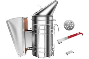 YORKING Bee Hive Smoker Beekeeping Tools Stainless Steel Bee Keeping Smoker with Heat Shield Durable Bellow for Beekeeping Farm Ranch Beekeeping Supplies Safe Beekeeping