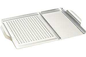 GOURMEO Cestino per Verdure BBQ con Maniglie - Cestello per Barbecue in Acciaio Inossidabile con Maniglie per Grigliate all'Aperto - Cestello per Verdure e Carne con Fori