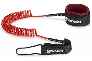 ‎GOOSEHILL Goosehill SUP Leash, Bequeme und sichere 6mm Sicherheit Fußschlaufe Surfboard Leine, Premium 10ft Coiled Surfboard Leash für Longboards, aufblasbares Stand up Paddling Borad, Kajak