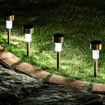 Solpex 16 Pack Solar Lights Outdoor Pathway,Solar Walkway Lights Outdoor,Garden Led Lights for Landscape/Patio/Lawn/Yard/Driveway-Cold White (Stainless Steel)