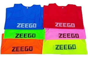 ZEEGO Pro Football Training Bibs (5 Pack), Comfortable Weatherproof Multi-Sport Mesh Vests in 7 Colours & 4 Sizes, Ideal for Football Training