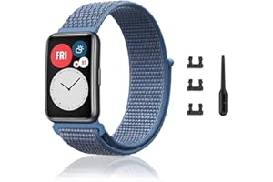 Niboow Armband Kompatibel mit Huawei Watch Fit, Frauen Mann Weich Atmungsaktiver Ersatzriemen, Nylon Solo Loop Einstellbar Ersatzband, Sport Watch Band Kompatibel mit Huawei Watch Fit