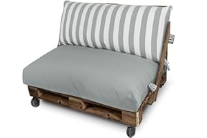 HAPPERS Cojín para Palets Toldotex Impermeable Gris a Rayas Asiento o Respaldo 120x60x20
