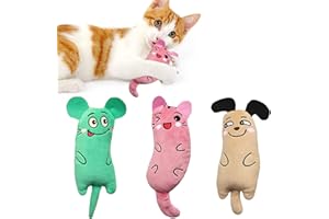Jiuhao Catnip Toys, 3 Pack Interactive Teeth Cleaning Plush Toys for Indoor Cats and Kittens - Scratch Chewing Teeth Grinding Catnip Pillow