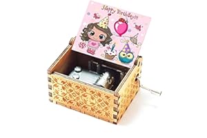 Evelure Carillon in Legno Happy Birthday, Antico, Intagliato a Mano, in Legno, Decorazione per la casa, Idea Regalo per Bambin (B)