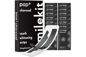 SmileKit® Pap+ Charcoal Teeth Whitening Strips | Teeth Whitening Kit | Teeth Strip | Teeth Whiteners | Powder Alternative | UK Supplier | Pack of 28 Strips, 14 Treatments