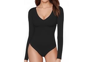ALGALAROUND Langarm Body Damen V-ausschnitt Langarmbody Langarmshirt Tops für Damen Oberteile Elegant Sexy Pullover Bodysuit Oben