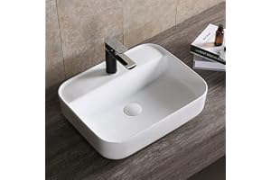 ‎ART-OF-BAAN Art-of-Baan Premium Waschbecken eckig - Hochglanz Aufsatzwaschbecken - Keramik-Becken für Waschtisch - Waschschale weiß - 500 x 400 x 135 mm