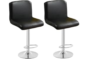 Leomix Set of 2/4/6 Bar Stool Cover, Heavy Duty Faux Leather Bar Stool Cover, with Backrest and Washable Elastic Bottom, for Swivel Dining Chair,A,2pack